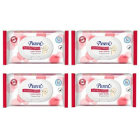 AQU ทิชชู่เปียก   Baby Wipes เพียวรีน Pureen แพ็ค 4 ห่อ สีแดง สูตรแอนตี้แบคทีเรีย Anti Bacterial ผ้าเปียก  กระดาษเปียก