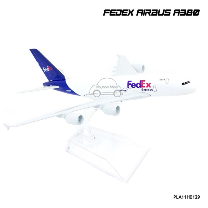 สีสันสวยงามสดใส-ของเล่น-ถูก-โมเดลเครื่องบิน-fedex-airbus-a380-16-cm-เครื่องบินเหล็ก-จำลองพร้อมฐานตั้งโชว์-ถูกที่สุด-ลด-30