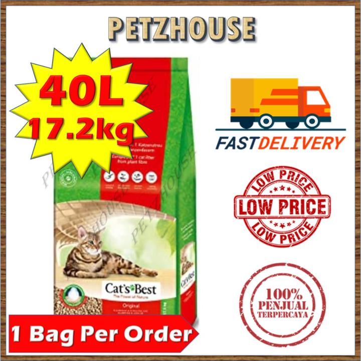 Cat’s Best Oko Plus Cat Litter 40L 17.2KG Organic Pine Wood Cat Litter