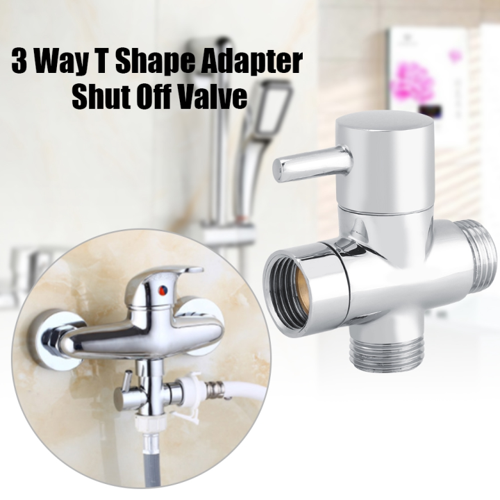 *3Way T Shape Diverter Shut Off Valve Shower Toilet Bidet Sprayer