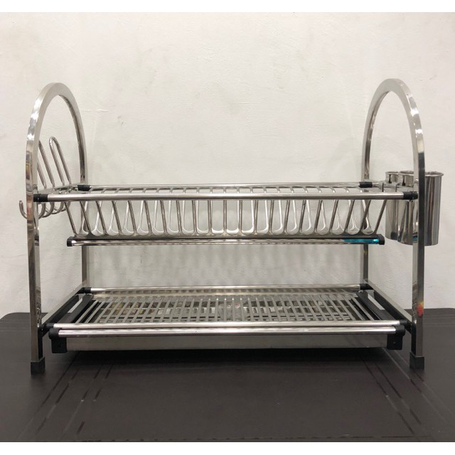 Premium Quality Stainless Steel 2 Tier Dish Rack Kitchen Rack / Rak
