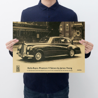 【 F059】 Retro รถ Rolls Royce Retro Kraft กระดาษโปสเตอร์ของตกแต่งร้านอาหารแบบบ้านๆภาพวาด