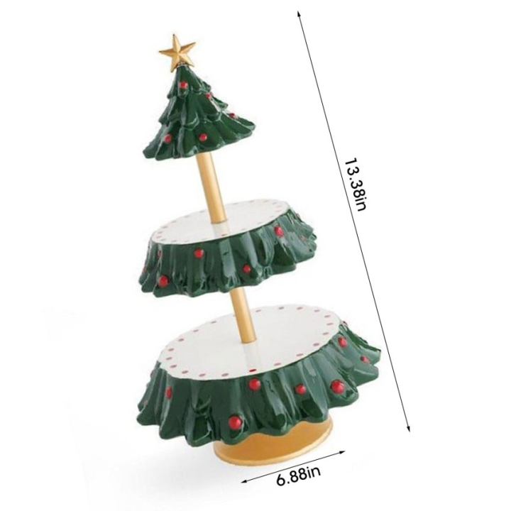 ต้นคริสต์มาสชั้นวางขนม-2ชั้นตกแต่งคริสต์มาสรูปต้นไม้ที่วางขนม-อุปกรณ์ตกแต่งโต๊ะต้นคริสต์มาสชั้นวางขนมของหวาน