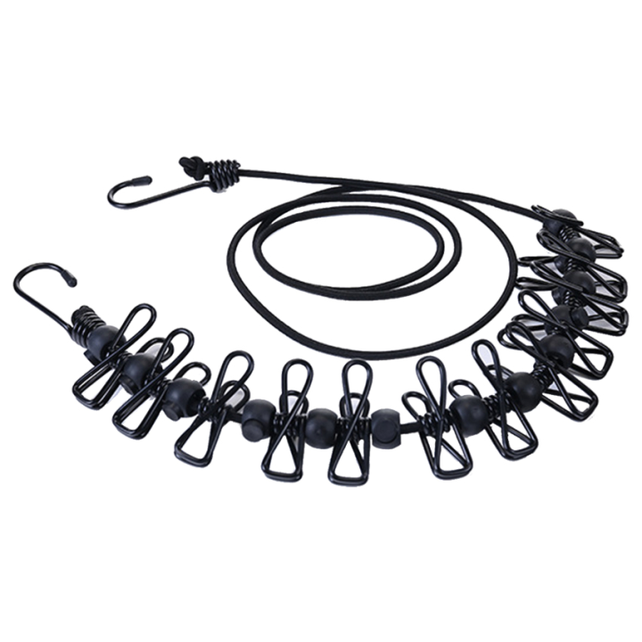 4M Outdoor Camping NonSlip Stretch Clothesline With 12Clips Travel