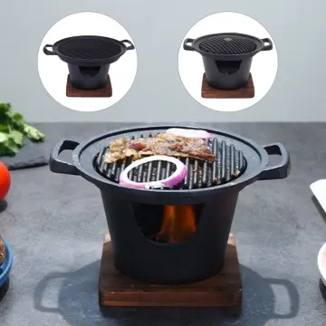 Mini BBQ Grill Japanese Alcohol Stove One Person Home Smokeless Barbecue  Grill Outdoor BBQ Oven Plate Roasting Cooker Meat Tools