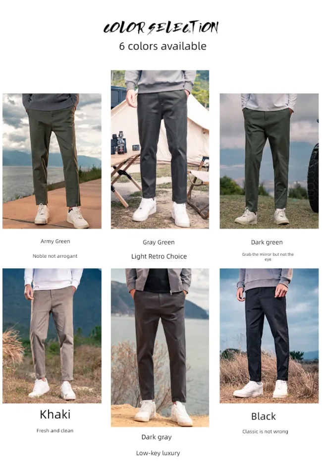 Enjeolon Autumn and Winter Straight Loose Tapered Trousers