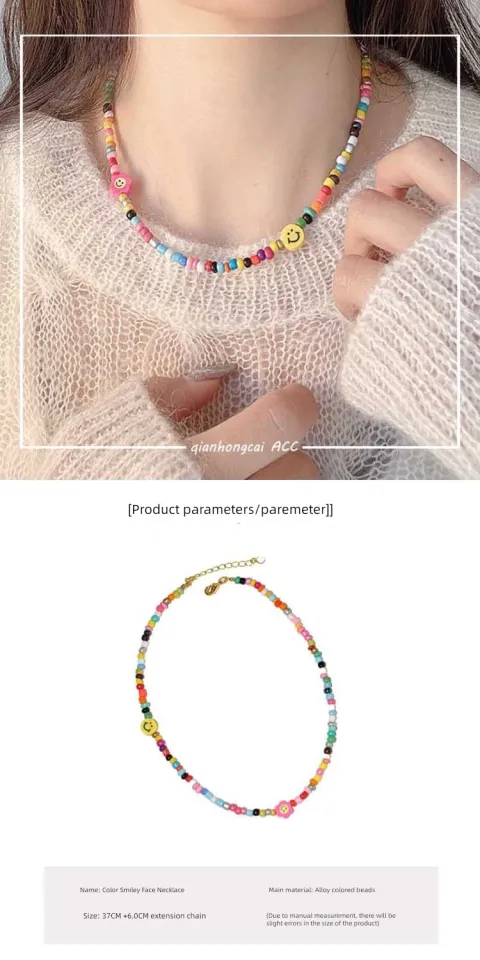 Acedre Boho Layered Beaded Necklaces Colorful Beads Choker Necklace  Handmade Cute Chokers Set Beach Adjustable Neck Jewelry for Women and Girls  (7PCS)