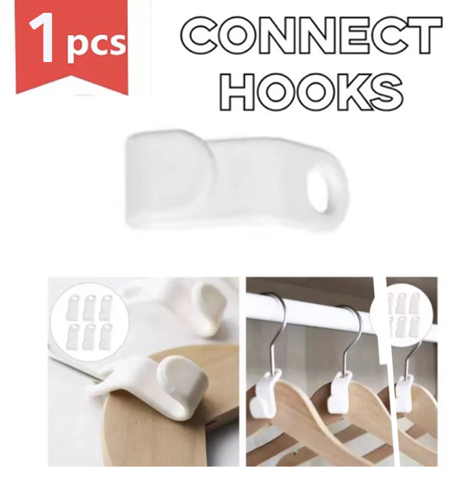 6 pcs (1 box)Clothes Hanger Connector Hooks Plastic Hooks Cascading Hangers  Space Saving Organizer for Heavy Duty Clothes Closet