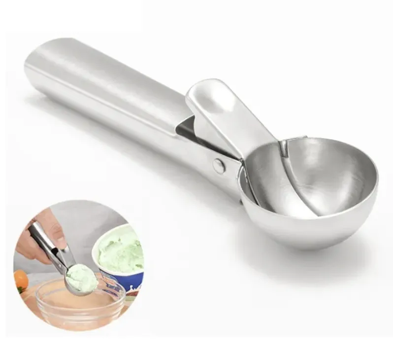 Leden Ice Cream Scoop with Trigger Metal Ice Cream Scooper Spoon