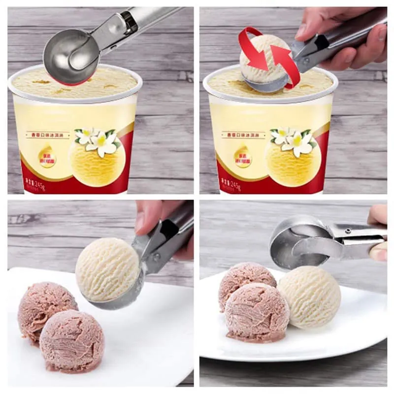 Leden Ice Cream Scoop with Trigger Metal Ice Cream Scooper Spoon