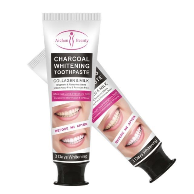 AICHUN BEAUTY Charcoal 3 DAY Whitening Toothpaste Collagen Removes Stains Removes Yellow Teeth