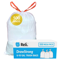 10 Gallon Besli 10 Gallon DrawString Strong Trash Bag Garbage Bag 90 Bags , White 