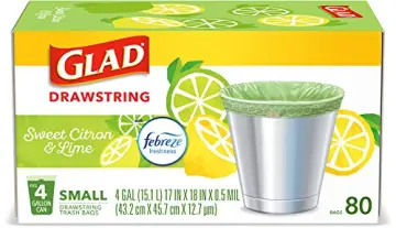 Glad Drawstring Small Trash Bags - Lemon Fresh Bleach - 4 Gallon - 80ct