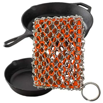 Stainless Steel Cast Iron Cleaner 316L Chainmail Scrubber for Cast Iron Pan  Pre-Seasoned Pan Dutch Ovens Waffle Iron Pans 