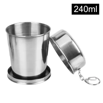 Collapsible Cup Outdoor Shot Glass Keychain Camping Folding Metal Cup   Collapsible Cups Drinking Telescopic Portable Shot Glass Premium Stackable  Metal Collapsable Cup Travel Telescoping Mug (75ml)