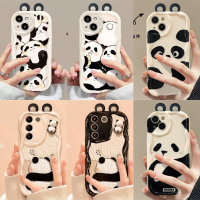 เคสสำหรับ Realme 10 C12 C25 C25S C15 C20 C20A C11 C21 C30S C30 C31 3D เคสมือถือ C33ครีมสุดหรูขอบคลื่นการ์ตูน3D หูตุ๊กตาแพนด้าน่ารักป้องกันเลนส์กันกระแทก