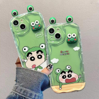 เคสโทรศัพท์สำหรับ OPPO Reno 8T 5G 7Z 8Z Realme 10 4G 5 6 7 Pro 8 7i ดินสอสีตลก Shin-Chan กบลายหยักเนื้อนุ่มแฟชั่นการป้องกันเต็มรูปแบบ TPU ใสแบบแฟชั่น INS ฝาหลังรูปการ์ตูนน่ารักกันกระแทกทำจากซิลิโคน