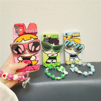 เคสสำหรับ Infinix Hot 9 10 12 Play Smart 6 Note 12 G96 TECNO POVA เคสข้อมือ NEO แบบแข็งฟิล์มโซ่กันกระแทกกำไลข้อมือขาตั้งยึด Powerpuff Girls แว่นตากันแดดฝาครอบคุณภาพสูงแฟชั่นน่ารัก