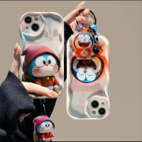 เคสสำหรับ Huawei Nova 5T 9SE 11 P30 Mate 40 Pro กรอบคลื่นเกลียวสายคล้องกำไลข้อมือรูปโซ่การ์ตูนโดราเอมอนป้องกันเต็มรูปแบบเคสซิลิโคนแบบนิ่มแฟชั่นน่ารักป้องกันการตก