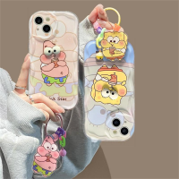 เคสสำหรับ VIVO V20 V23 V27 Pro V21E V23E V27E Y73 2021เคสมือถือ3D การ์ตูนโซ่สร้อยข้อมือน่ารักขอบคลื่นสปันจ์บ็อบแพทริกดาว3D ตาเล็กตุ๊กตานิ่มกันกระแทก