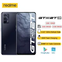 Global Version New Realme GT Neo2T 5G 8GB 12GB Ram 128GB 256GB Rom โทรศัพท์มือถือ 6.43 นิ้ว AMOLED 120Hz ขนาด 1200-AI 64MP กล้อง 65W แฟลชชาร์จ 4500mAh NFC สมาร์ทโฟน