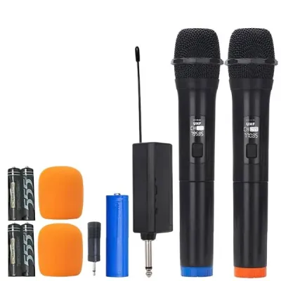 2x Wireless Microphone Set — Dual Mic for Mobile, Camera & DSLR