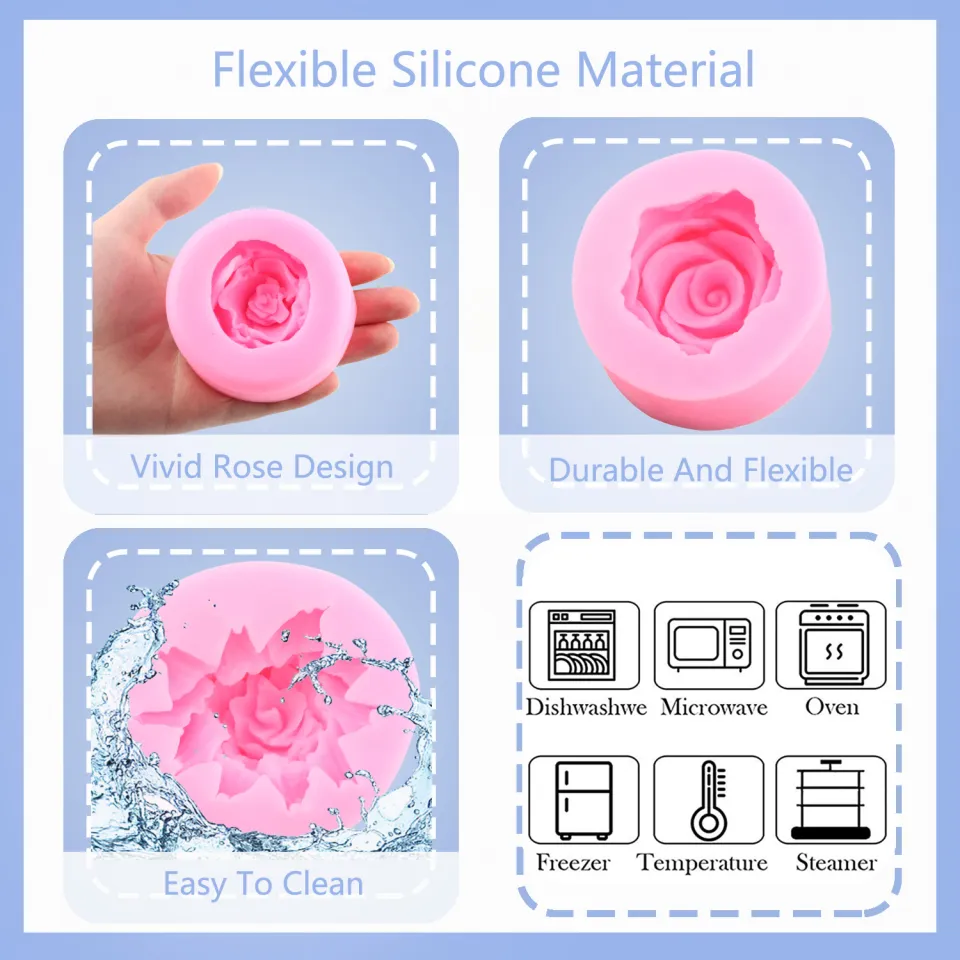 3D Rose Flower Silicone Mold Fondant Cake Decorating Tools DIY Candy  Chocolate Gumpaste Mould Candle Soap Resin Clay Moulds