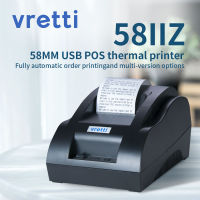 [RFDS]VRETTI เครื่องพิมพ์ตั๋วระบบความร้อนใบเสร็จ58IIZ แบบพกพาขนาดเล็ก58มม. บลูทูธไร้สายเครื่องพิมพ์ USB สีดำขนาดเล็กสำหรับร้านค้า