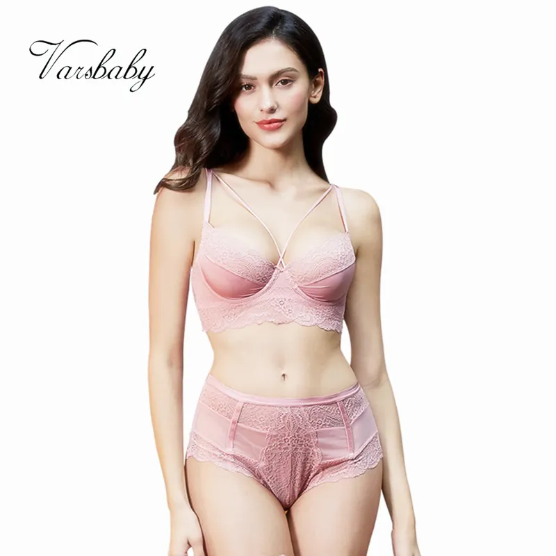 Ultra-thin Cup Mesh Lace Underwear Transparent Unlined 1 Bra+2