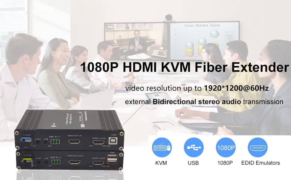 1080P HDMI KVM Fiber Extender Multifunction HDMI Video Optical Transceiver  Full HD SM 20km HDMI to Fiber Converter Support USB Keyboard Mouse RS232  GPIO Lazada