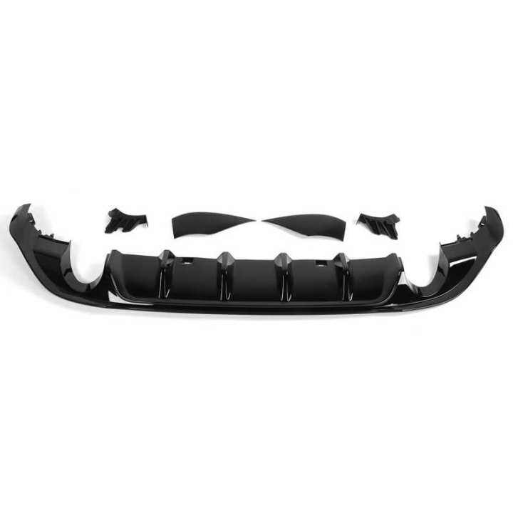 【qjus 】6 Fins Gloss Black Car Rear Bumper Diffuser Valance Kits For