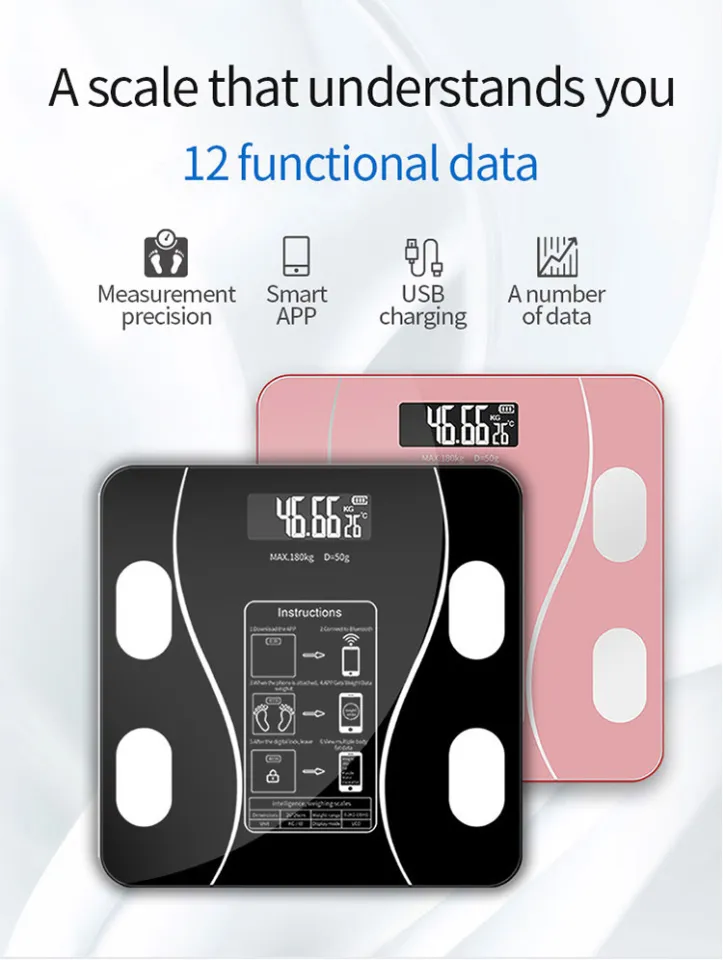 Electric Weight Scale Smart Body Fat Portable Weighing Digital Scale 180kg  Bathroom Scales Machine