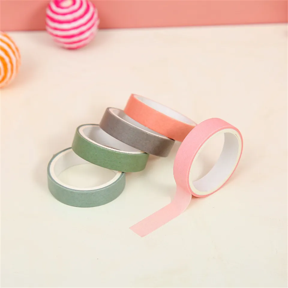 5Rolls/box Solid Color Washi Tape Set Decorative Masking Tape Cute