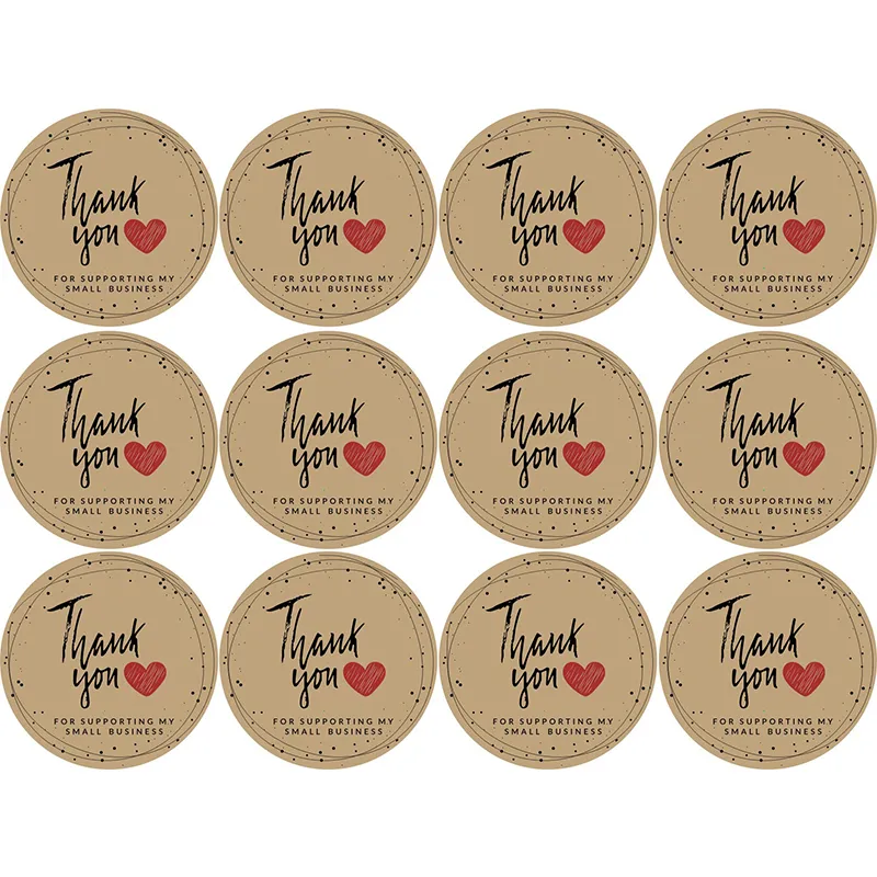 free shipping 600pcs Round kraft Thank You Sticker Decor Sealing Labels for  Business Gift Bags decoration Stickers Labels