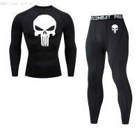 Skull long johns Men Thermal underwear winter Compression underwear Men Clothing Winter First layer Jogging skin care kits Suit