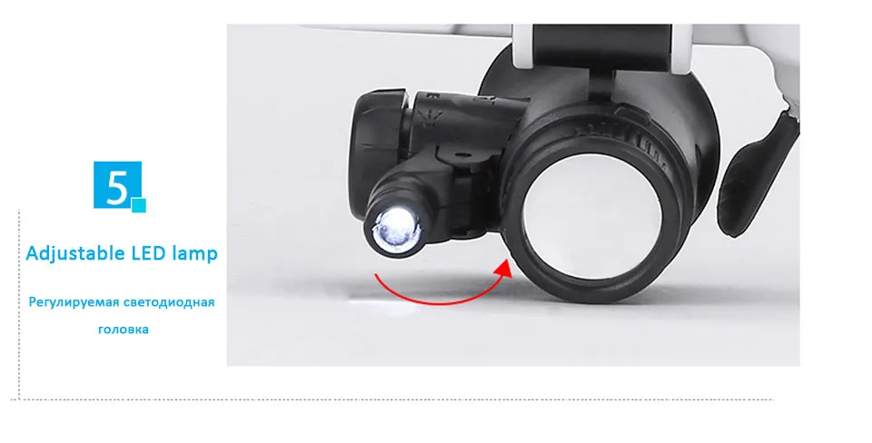 8X 23X LED Retractable Head-mounted Watch Maintenance Magnifying Glasses  Double Eyes Magnifying Glasses With LED Light