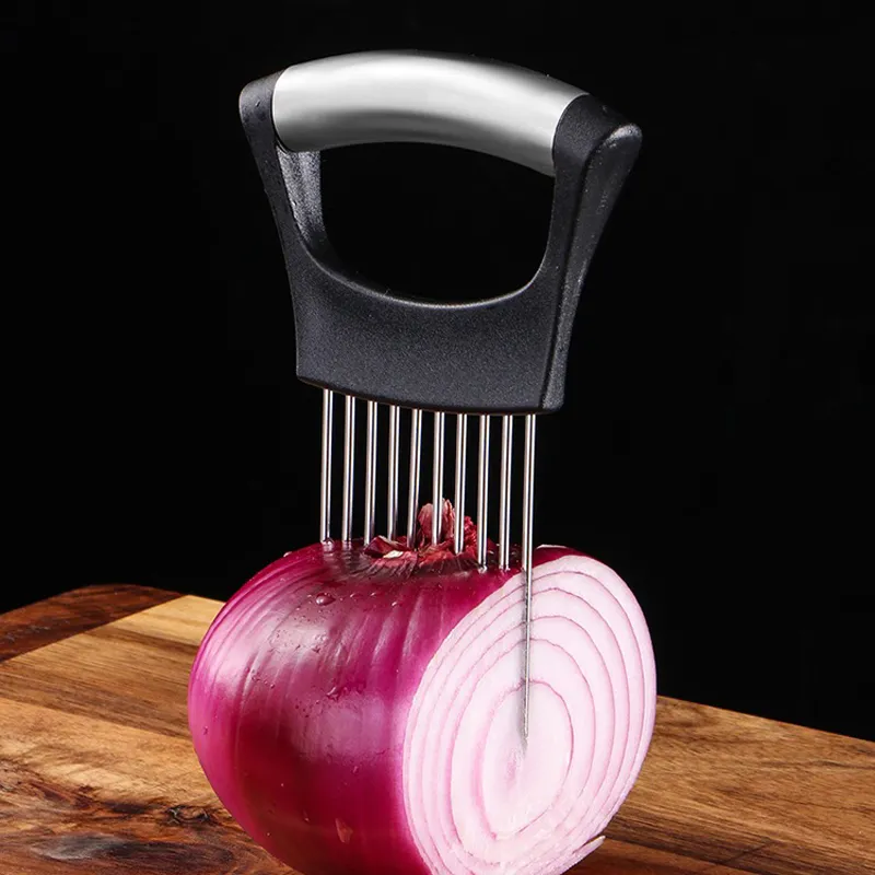 Stainless Steel Onion Holder Slicer Needle Fork Vegetable Fruit