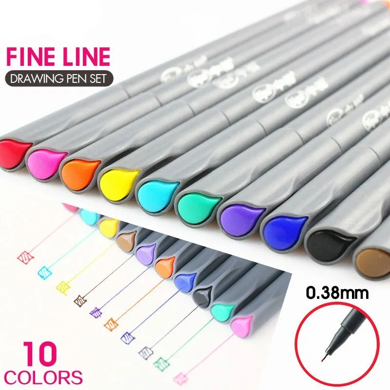 Cheap 0.38MM 24 Vibrant Colors Set Fineliner Pen Fine Line Point Colored  Writing Drawing Markers Pens