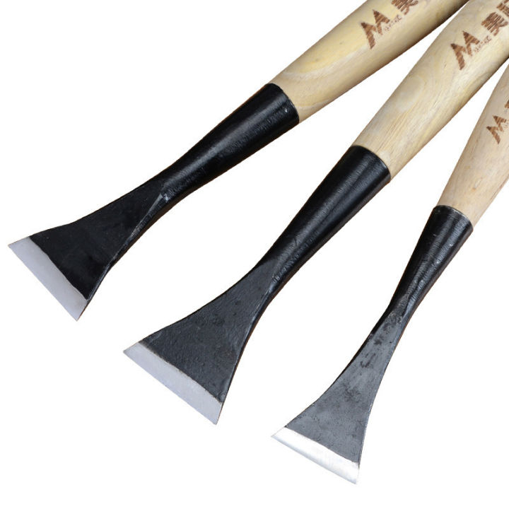 [yusx]สิ่วแกะสลักงานไม้ใบมีดแบนไม้เนื้อแข็งเครื่องมือแกะสลักด้ามไม้ขนาดต่างๆ