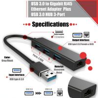 【 Shishi14】USB 3.0กิกะบิตอีเธอร์เน็ตแลน RJ45 1000Mbps ตัวแปลงเครือข่าย3ฮับพอร์ตสำหรับสวิตช์แม็คพีซี