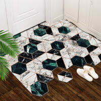 Waterproof and Oil-proof Scrubable Geometric PU Leather Floor Entrance Doormats for Kitchen PVC Non-slip Carpet for Living Room