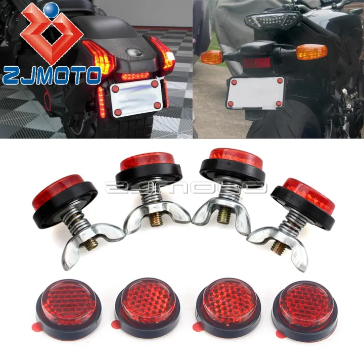 20mm OffRoad Car License Plate Reflector Motorcycle Stick On/Bolt On
