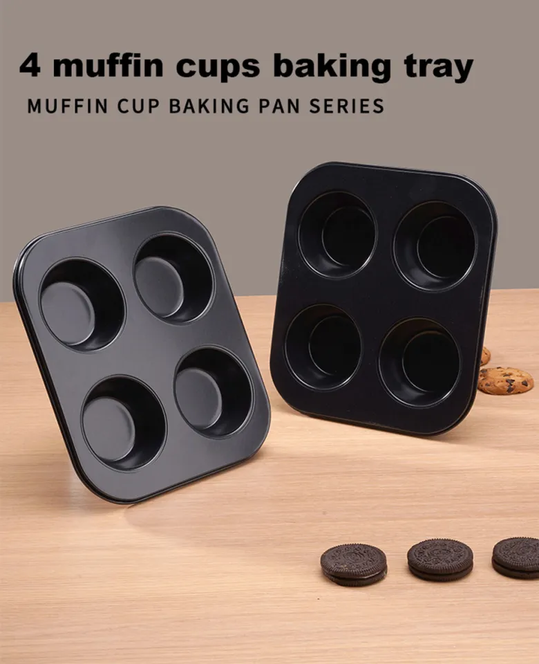 2pcs Muffin Pan, Cupcake Pan, Non-stick Stainless Steel Baking Tin Tray for  Mini Muffin Cupcake Tart, Easy Release & Clean,Durable, Black