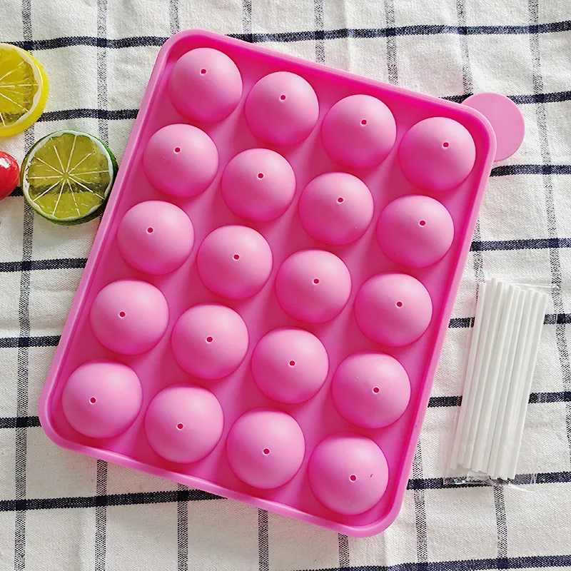 20Holes Silicone Round Lollipop Mold Spherical Chocolate Moulds