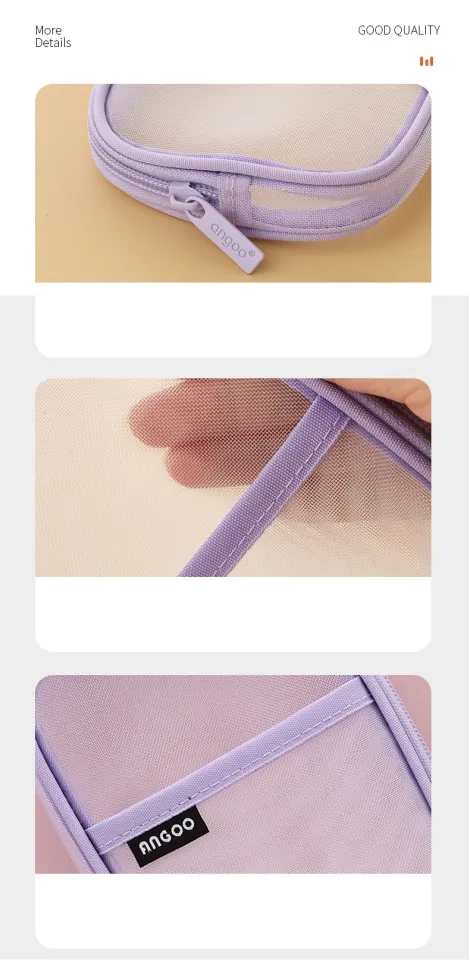 1pcs Angoo Transparent Mesh Pencil Case Pen Bag High Quality Ice
