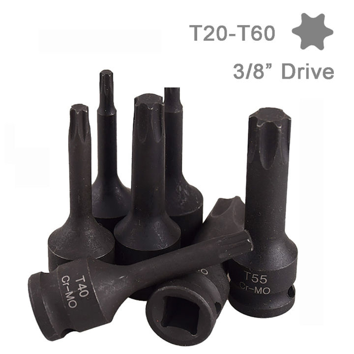 [yusx] 1ชิ้นหัวสกรูท็อกประแจผลกระทบไฟฟ้าอากาศประแจเปลี่ยนหัวได้บิต3/8 "อะแดปเตอร์ไดรฟ์ซ็อกเก็ต T20 T25 T30 T40 T50 T55 T60เครื่องมือมือ