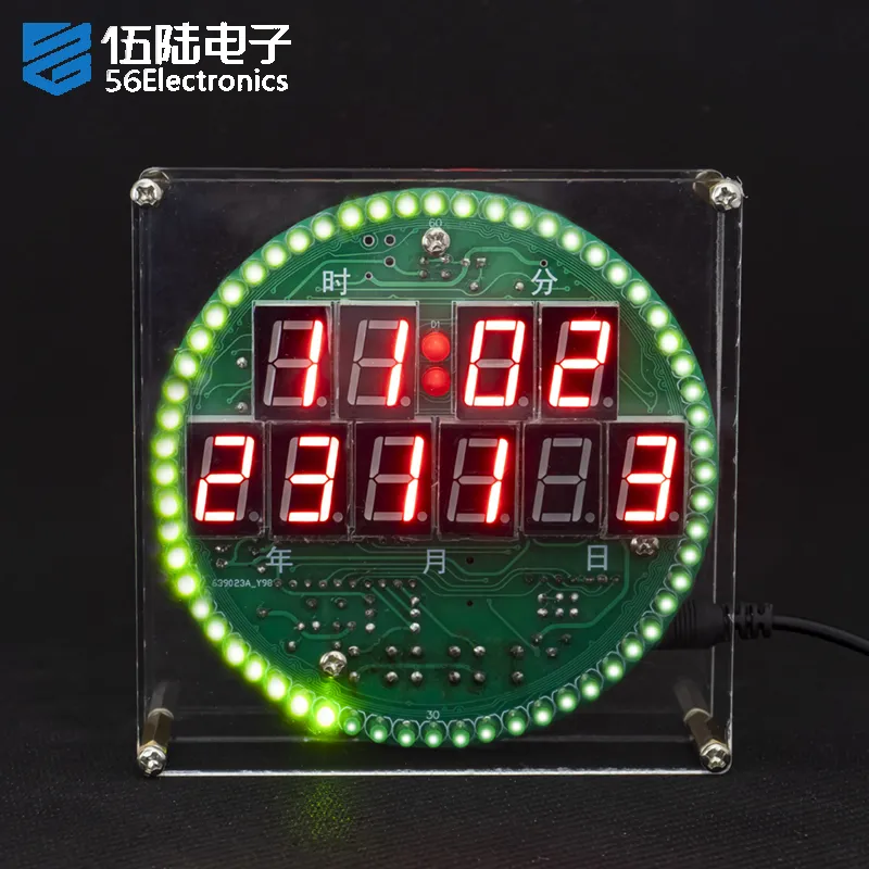 Kit DIY Elettronica Clock LED Rotary Calendar Electronic Clock Kit to  Assembly and Solder Components Parts