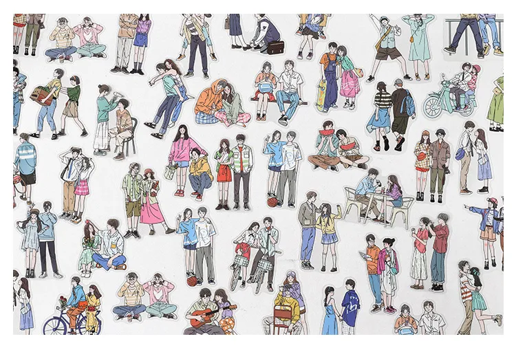 20 Pcs Young Couples People Stickers Cute Fashion Boy Girl