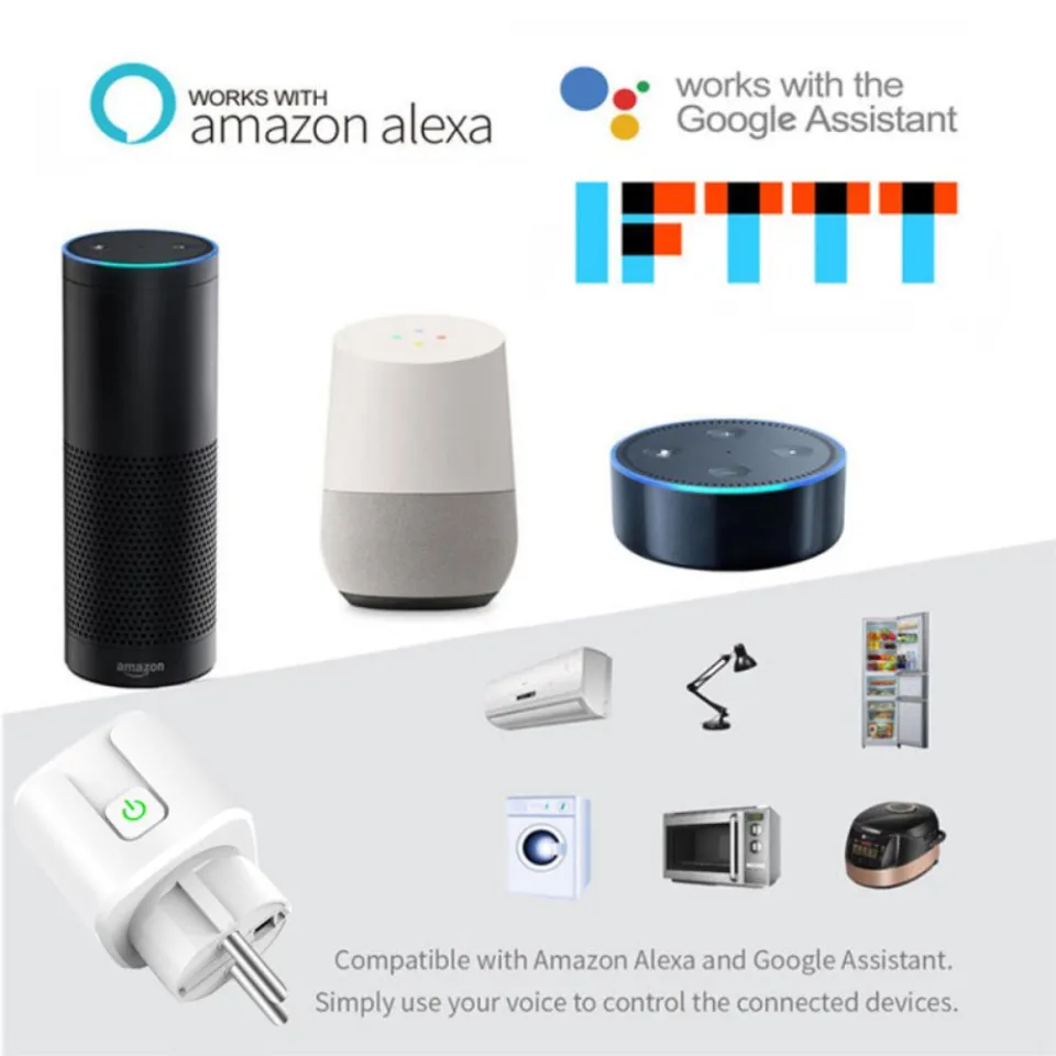 AUBESS Tuya WIFI Smart Socket 16A Work with Alexa Google Home Yandex