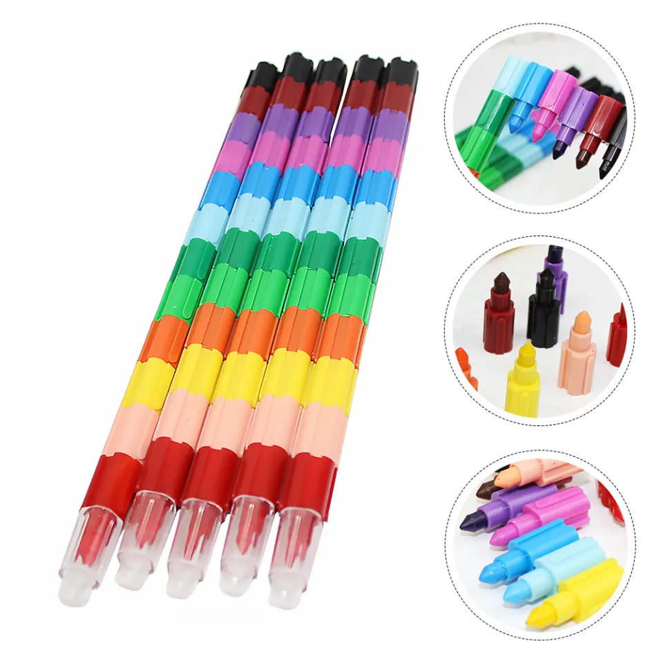 Stacking Stackable Buildable Colorful Crayon Party Favors Rainbow Pencils  For Kids' Crayons Coloring School Office Supplies